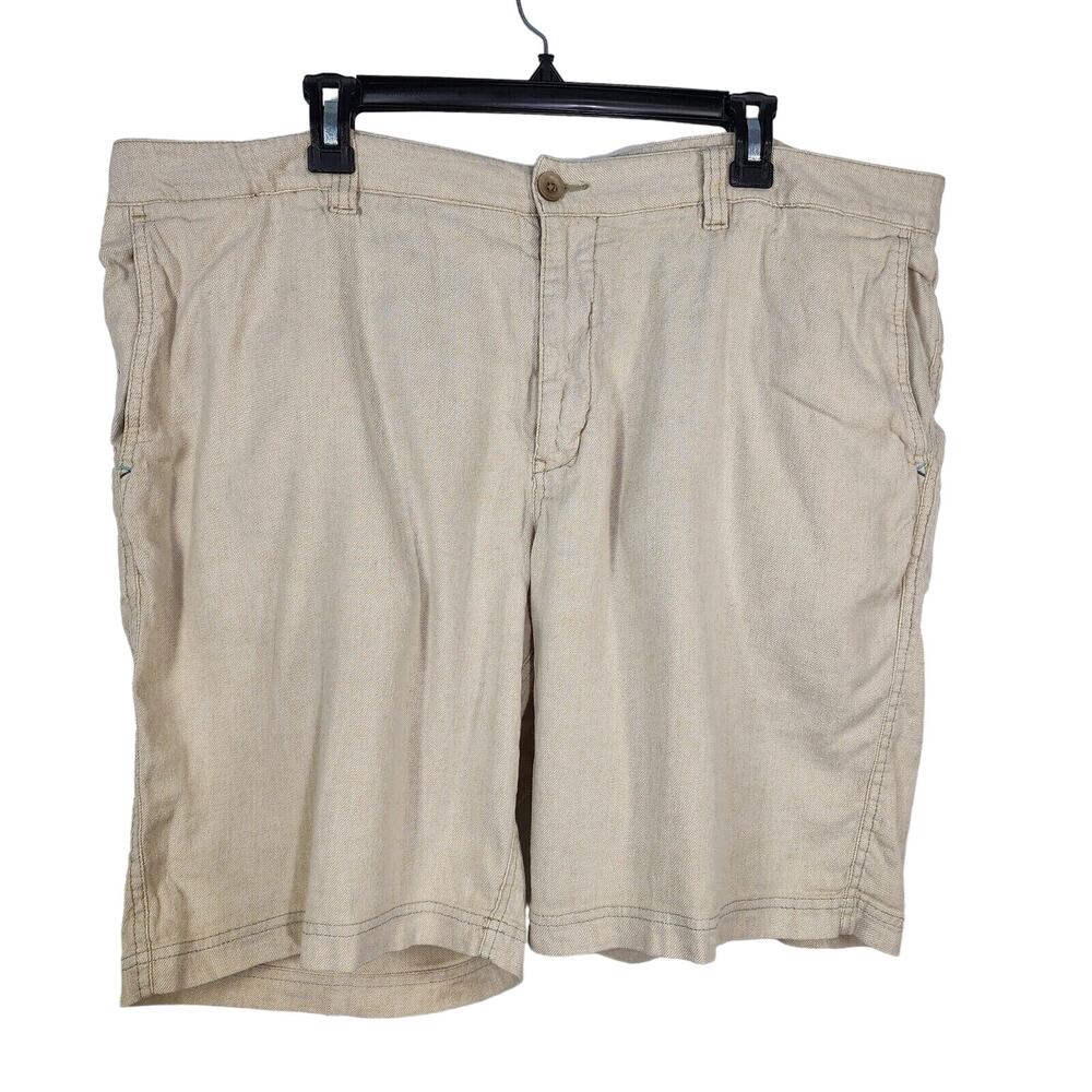 Tommy Bahama Mens Shorts Size 44 Chino 9 In Linen Blend Flat Front Beach Coast
